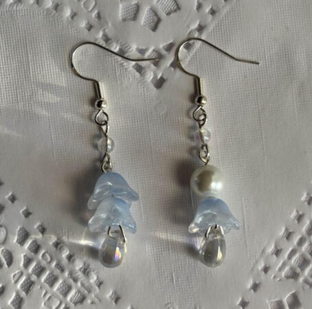 blue blossom earrings - $11.00