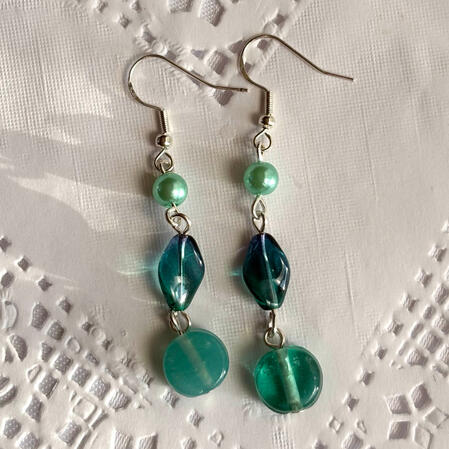 teal twist earrings - $10.00