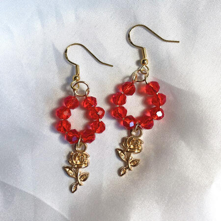 rose earrings - $10.00